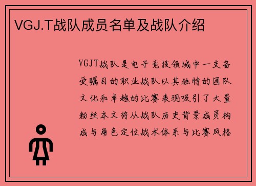 VGJ.T战队成员名单及战队介绍