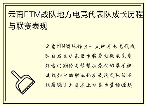 云南FTM战队地方电竞代表队成长历程与联赛表现